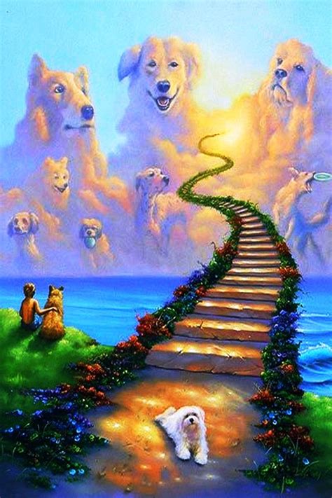 Puppy heaven - All dogs go to heaven - Hand drawn positive memory phrase. Modern brush calligraphy. Rest in peace, rip yor dog or cat. Love your dog. Inspirational typography poster with pet paws and wings, gloria. Rainbow Bridge Remembrance Day, Rainbow arc and pet footprints for a thematic banner vector illustration. Cartoon kawaii cute pet shiba inu dog and …